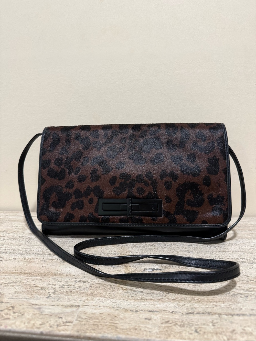 Elliott Lucca Brown and Black Leopard Crossbody Clutch
